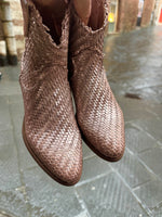 Stivali texani in vera pelle intrecciata Made in Italy CIPRIA