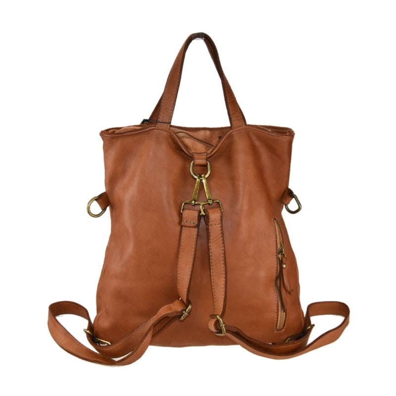 Borsa da spalla convertibile in zaino effetto vintage tinto lavato in