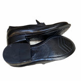 Mocassini scarpe donna tacco basso in vera pelle Made in italy Nero/oro