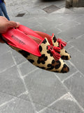 Ballerine punta scarpe donna in vera pelle pantofole leopardo Made in italy