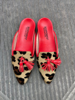 Ballerine punta scarpe donna in vera pelle pantofole leopardo Made in italy