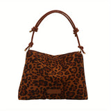 Women's Leopard Print Large Capacity Crossbody Bag, Casual Shoulder Bag, PU Leather Tote Bag With Adjustable Strap