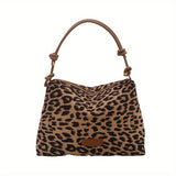 Women's Leopard Print Large Capacity Crossbody Bag, Casual Shoulder Bag, PU Leather Tote Bag With Adjustable Strap