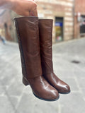 Stivali Divine Follie ghetta tacco 50 in vera pelle made in italy Marrone