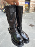 A.S 98 B52307  Stivali donna boots zip in vera pelle nero
