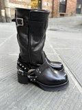 A.S 98 B52307  Stivali donna boots zip in vera pelle nero