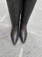 Stivali texani in vera pelle Made in Italy effetto vintage NERO