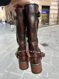 A.S 98 B52307  Stivali donna boots zip in vera pelle Marrone