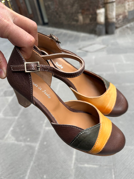 Decollete' decolte' scarpe donna tango tacco 5 cm in vera pelle Made in italy