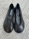 Ballerine scarpe donna  in vera pelle punta tonda Nero Made in italy