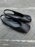 Ballerine scarpe donna  in vera pelle punta quadra Nero Made in italy