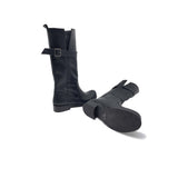 CROWN Stivale Biker in Vera Pelle Nero con fibbia al polpaccio