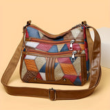 Fashionable & Large Capacity Crossbody Bag, Elegant Single Shoulder Bag With 3D Pattern, Colorblock Faux Leather Tote For Daily Commuting