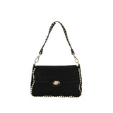 Borsa a spalla in pelle camoscio con borchie  made italy ZETA SHOES