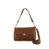 Borsa a spalla in pelle camoscio con borchie  made italy ZETA SHOES