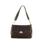 Borsa a spalla in pelle camoscio con borchie  made italy ZETA SHOES