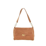 Borsa a spalla in pelle camoscio con borchie  made italy ZETA SHOES