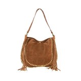 Borsa a spalla in pelle camoscio con borchie made italy ZETA SHOES