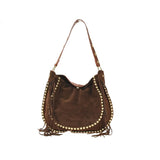 Borsa a spalla in pelle camoscio con borchie made italy ZETA SHOES