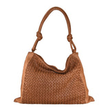 Borsa da spalla in pelle intrecciato effetto vintage Made in Italy tinto lavato in capo ZETA SHOES