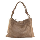 Borsa da spalla in pelle intrecciato effetto vintage Made in Italy tinto lavato in capo ZETA SHOES
