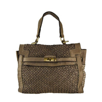 Borsa a tracolla  in vera pelle intrecciata effetto vintage tinto lavato in capo 37 x H 22 x 10 ZETA SHOES
