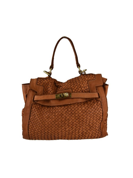 Borsa a tracolla  in vera pelle intrecciata effetto vintage tinto lavato in capo 37 x H 22 x 10 ZETA SHOES