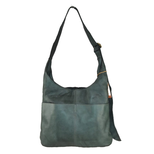 Borsa donna a spalla in vera pelle vintage Made in Italy tinto lavato in capo ZETA SHOES