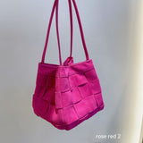 Women's Autumn And Winter Cowhide Vintage Weave Portable Shoulder Bag