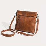 Retro Mini Crossbody Bag, Trendy PU Leather Shoulder Bag, Simple Zipper Square Bag For Daily Use