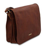 TL Messenger - Two compartment matte leather shoulder bag - Large size | TL142430