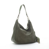 Borsa a spalla donna  in morbida pelle di vitello made in Italy, lavato e tinto in capo.