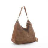 Borsa a spalla donna  in morbida pelle di vitello made in Italy, lavato e tinto in capo.