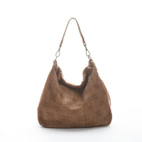 Borsa a spalla donna  in morbida pelle di vitello made in Italy, lavato e tinto in capo.