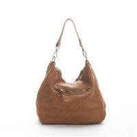 Borsa a spalla donna  in morbida pelle di vitello made in Italy, lavato e tinto in capo.