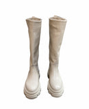 Chunky boots in vera pelle made in italy Crema