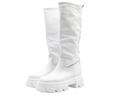 Chunky boots in vera pellemade in italy Bianco