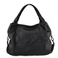 Borsa da spalla in vera pelle intrecciata effetto vintage tinto lavato in capo