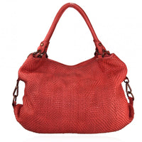 Borsa da spalla in vera pelle intrecciata effetto vintage tinto lavato in capo