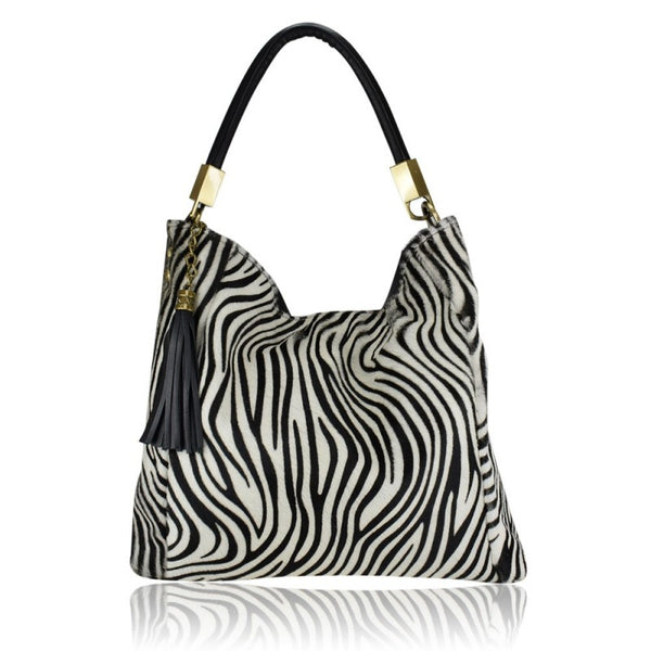 Borsa a tracolla  in pelle cavallino leopardo zebra made in italy Zeta Shoes