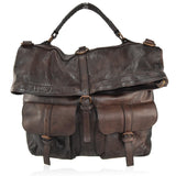 Zaino convertibile in borsa a mano in vera pelle  effetto vintage tinto lavato in capo made in italy