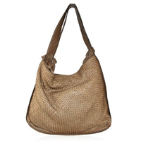 Borsa da spalla convertibile in zaino in vera pelle intrecciata effetto vintage tinto lavato in capo