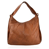 Borsa da spalla convertibile in zaino in vera pelle intrecciata effetto vintage tinto lavato in capo