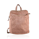 Zaino convertibile in borsa a spalla in vera pelle  effetto vintage tinto lavato in capo made in italy
