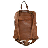 Zaino convertibile in borsa a spalla in vera pelle  effetto vintage tinto lavato in capo made in italy