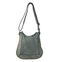 Borsa a spalla donna in vera pelle effetto vintage borchiata  tinto lavato in capo