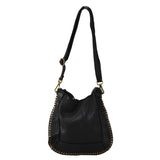 Borsa a spalla donna in vera pelle effetto vintage borchiata  tinto lavato in capo