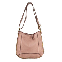 Borsa a spalla donna in vera pelle effetto vintage borchiata  tinto lavato in capo