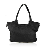 Borsa a spalla in vera pelle intrecciata effetto vintage tinto lavato in capo