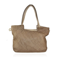 Borsa a spalla in vera pelle intrecciata effetto vintage tinto lavato in capo